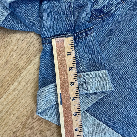 90s Revival Jean Shorts VTG 11/12 Blue Denim Cuff High Culotte Retro Grass Raggs - Picture 13 of 16